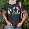 Skijoring King Ski Skiing Winter Sport Quote Skis T-Shirt Gifts for Old Men