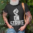 On Strike Solidarity Fist Protest Union Worker Distressed T-Shirt Gifts for Old Men