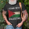 Support I Stand With Palestine Free Palestine Flag Arabic T-Shirt Gifts for Old Men