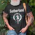 Sutherland Clan Scottish Name Coat Of Arms Tartan Unisex T-Shirt Gifts for Old Men