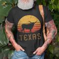 Texas Retro Longhorn Cattle Vintage Texan Cow Herd Lone Star T-Shirt Gifts for Old Men