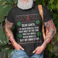 Ugly Christmas Sweater Dear Santa Claus Wish List T-Shirt Gifts for Old Men