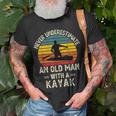Never Underestimate An Old Man With A Kayak Present Dad T-Shirt Gifts for Old Men