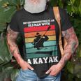 Never Underestimate An Old Man With A Kayak Vintage Canoe T-Shirt Gifts for Old Men