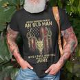 Never Underestimate An Old Man Loves Hunting Born In June T-Shirt Gifts for Old Men