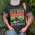 Never Underestimate An Old Man On A Snowboard Vintage T-Shirt Gifts for Old Men