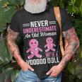 Never Underestimate An Old Woman With A Voodoo Doll Old Woman T-Shirt Gifts for Old Men