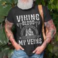 Viking Blood Runs Through My Veins Us Independence Day Ax T-Shirt Gifts for Old Men