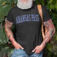 Vintage Aransas Pass Tx Distressed Blue Varsity Style T-Shirt Gifts for Old Men