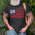 Vintage Baseball Fastpitch Softball 24 Jersey Number Unisex T-Shirt Gifts for Old Men
