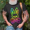 Vintage Horror Bunny Rabbit Face Tie Dye Happy Easter Day Rabbit T-Shirt Gifts for Old Men