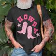 Vintage Pink Howdy Rodeo Western Country South Cowgirl Boot Rodeo Funny Gifts Unisex T-Shirt Gifts for Old Men