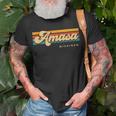 Vintage Sunset Stripes Amasa Michigan T-Shirt Gifts for Old Men