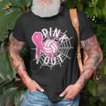 Volleyball Pink Out Pink Ribbon Breast Cancer Awareness T-Shirt Gifts for Old Men