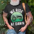 We Ride At Dawn Lawnmower Lawn Mowing Dad Yard Work Unisex T-Shirt Gifts for Old Men