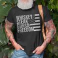 Whiskey Steak Guns & Freedom Flag Unisex T-Shirt Gifts for Old Men