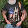 Wrestling Dad Usa American Flag Wrestle Men Fathers Day Unisex T-Shirt Gifts for Old Men