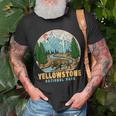 Yellowstone National Park Bison Retro Hiking Camping Outdoor Unisex T-Shirt Gifts for Old Men
