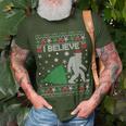 I Believe Big Foot Sasquatch Ugly Christmas Holiday T-Shirt Gifts for Old Men