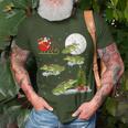 Xmas Lighting Tree Santa Riding Alligator Christmas T-Shirt Gifts for Old Men