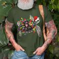 Sea Turtle Christmas Lights Santa Hat Merry Christmas T-Shirt Gifts for Old Men