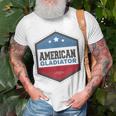 American Gladiator Usa Flag Gym Sports Quote Humor T-Shirt Gifts for Old Men