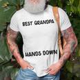Best Grandpa Hands Down Kids Craft Handprints Fathers Day Unisex T-Shirt Gifts for Old Men