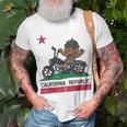 California Republic Flag Bear Biker Motorcycle Unisex T-Shirt Gifts for Old Men