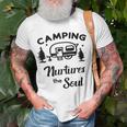 Camping Nurtures The Soul Rv Camper Quote Nature Lovers T-Shirt Gifts for Old Men