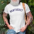 Classic Nantucket With Distressed Lettering Across Chest T-Shirt Gifts for Old Men