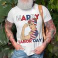 Labor Day Rosie The Riveter American Flag Woman Usa T-Shirt Gifts for Old Men