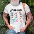Let's Go Ghouls Halloween Western Spooky Skeletons Dancing T-Shirt Gifts for Old Men
