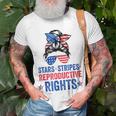 Messy Bun American Flag Stars Stripes Reproductive Rights Unisex T-Shirt Gifts for Old Men