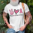 Peace Love Cure Heart Pink Ribbon Breast Cancer Awareness T-Shirt Gifts for Old Men