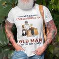 Never Underestimate An Old Man With His Cats Dad T-Shirt Gifts for Old Men