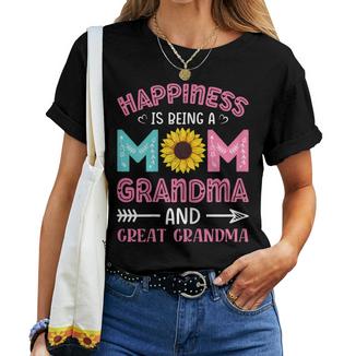 Happiness Is Being A Mom Grandma And Great Grandma Women T-shirt