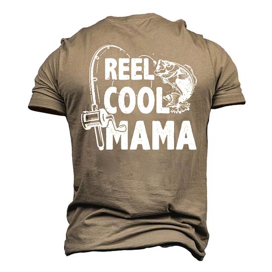 Family Lover Reel Cool Mama Fishing Fisher Fisherman Men's 3D T-Shirt Back  Print