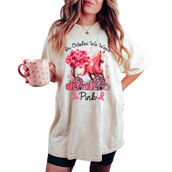 Womens In October We Wear Pink Pumpkin Breast Cancer Shirt T-Shirt