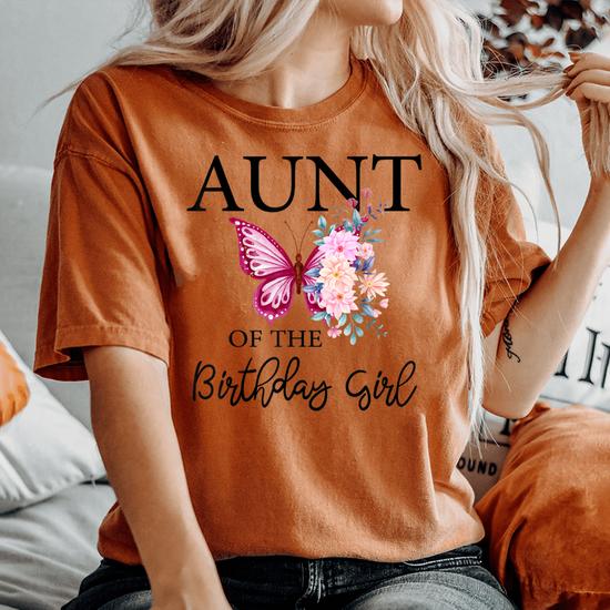 Aunt 1St First Birthday Matching Family Butterfly Floral Women's Oversized  Comfort T-shirt