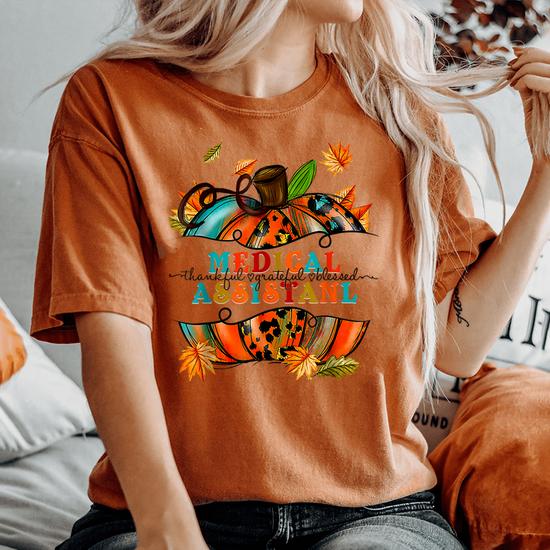 Thankful Grateful Blessed Comfy Fall T Shirt