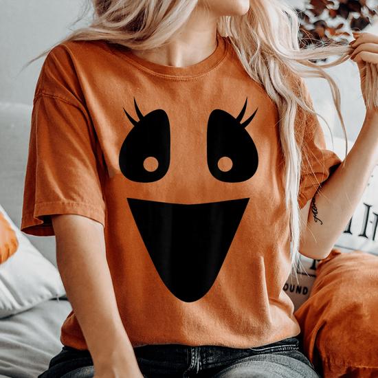 Cute Ghost Female Face For Girls Lazy Diy Halloween Costume Women s Oversized Comfort T shirt Seseable UK