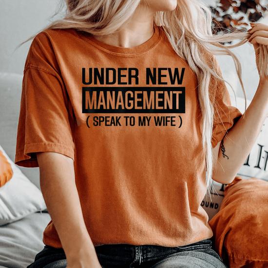 Wedding Under New Management Speak To My Wife Wedding Women's Oversized  Comfort T-shirt | Seseable UK