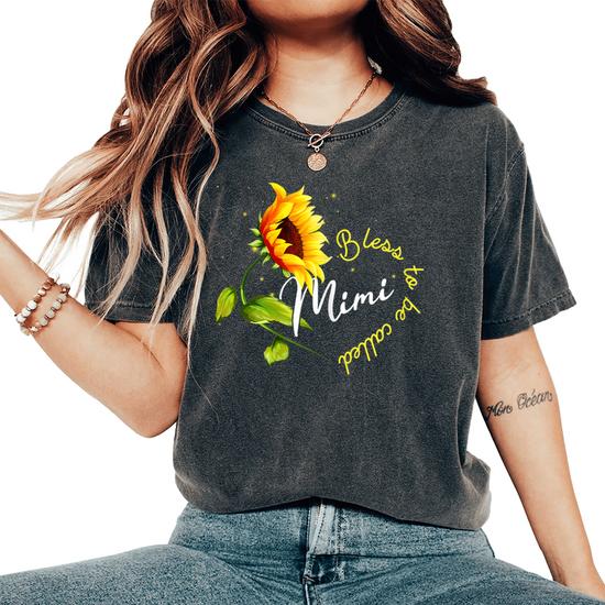 Womens Blessed To Be Called Mimi Sunflower Lovers Grandma Shirt