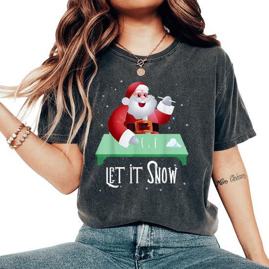 Womens Cocaine Santa Let It Snow Christmas Sweater Comic T-Shirt Womens Cocaine Santa Let It Snow Christmas Sweater Comic T-Shirt