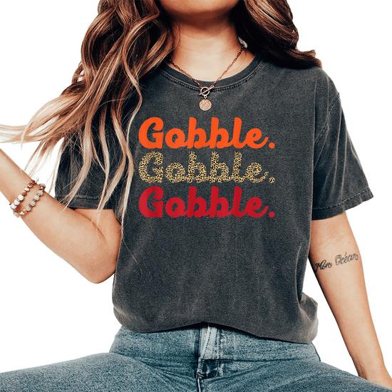 Leopard Animal Print Gobble Women's T-Shirt Thanksgiving T-Shirt Leopard Animal Print Gobble Women's T-Shirt Thanksgiving T-Shirt
