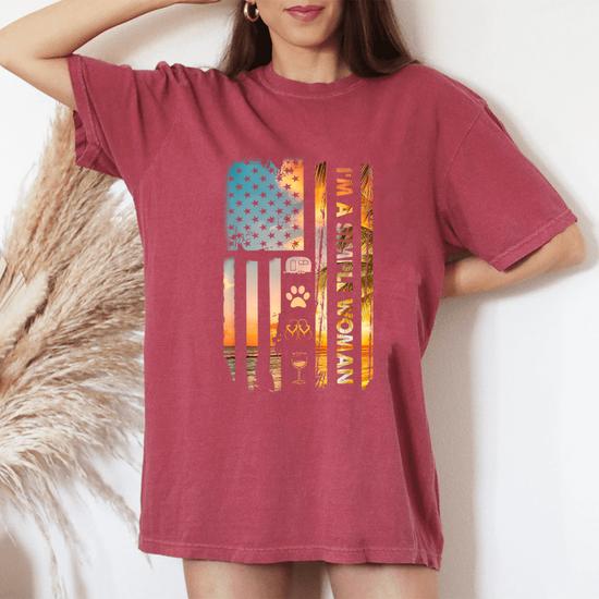 I'm A Simple Woman Wine Flip Flops Dogs Camping Flag Tshirt I'm A Simple Woman Wine Flip Flops Dogs Camping Flag Tshirt