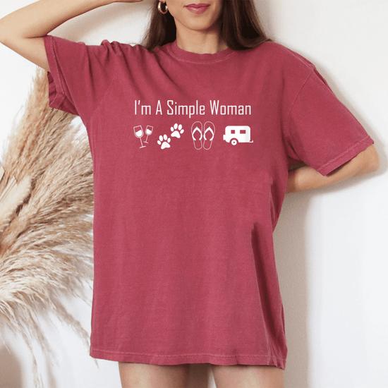 Womens I'm A Simple Woman Wine Flops Dogs Camping Vintage Tshirt Womens I'm A Simple Woman Wine Flops Dogs Camping Vintage Tshirt