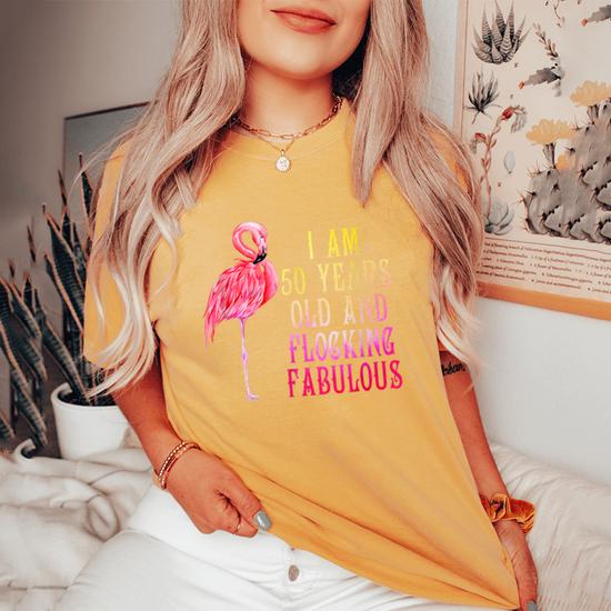 Pink Flamingo 50th Birthday Funny Saying 50 Year Tee Shirt