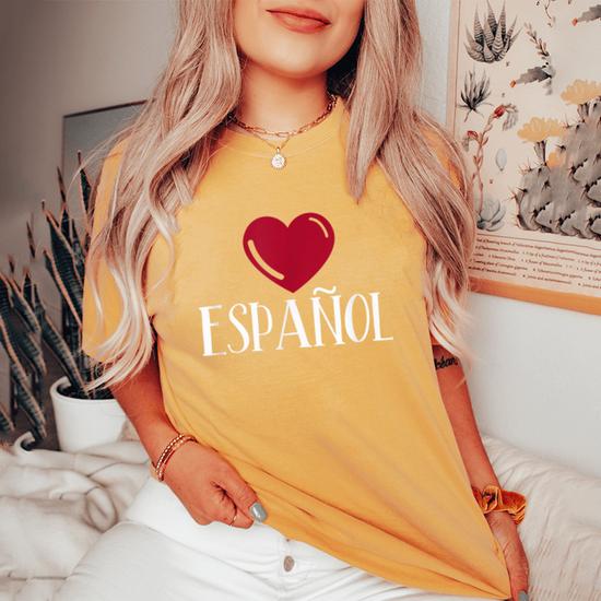 I Love Espanol Heart Spanish Language Teacher Or Student Women s Oversized Comfort T Shirt Mazezy