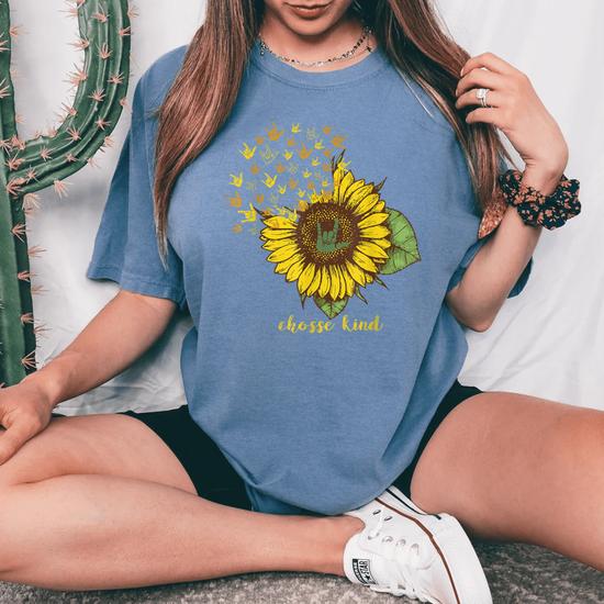 Choose Kind Sign Language Sunflower Tshirt Choose Kind Sign Language Sunflower Tshirt